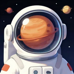 an astronaut planet inside the helmet, digital cartoon photo painting