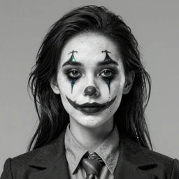 portrait clown girl. by Tooth Wu, wlop, beeple, dan mumford. octane render, trending on artstation, greg rutkowski very coherent symmetrical artwork. cinematic, hyper realism, high detail, octane render, 8k, iridescent accents, black and white
