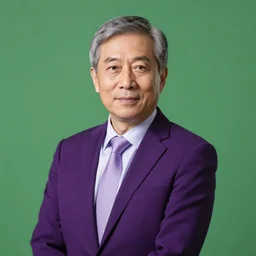 corporate portrait, senior sales director, purple green color scheme, professional studio lighting, hyperreal detailed lifelike facial features, corporate portraiture