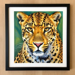 a beautiful painting lovely leopard, by beeple award - winning art in color screen printing