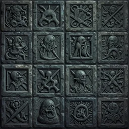 intricately carved stone wall 2 d tiling seamless texture game art, moody colors, eldritch horror, matte illustration, handpainted by philippe druillet, jean giraud moebius, hyper stylized, blizzard entertainment