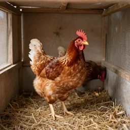 the inside of a chicken house