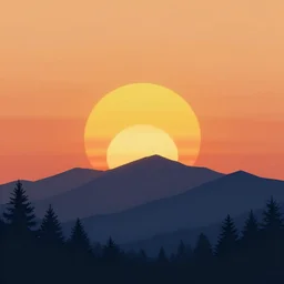 vector illustration of a sunset over a mountain