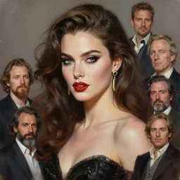a beautiful portrait painting of a glamorous actress, masterpiece by famous artist nasreddine dinet and eugene de blaas and greg rutkowski and artgerm and wlop, path tracing, intricate, elegant, highly detailed, digital painting, artstation, concept art, smooth, sharp focus