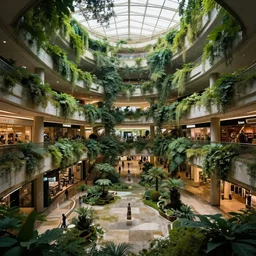 Overgrown mall, epic scale, dramatic lighting