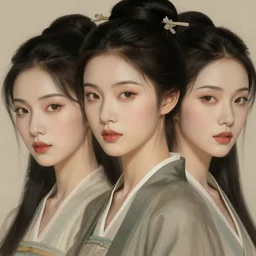 beautiful women with oriental faces, character portrait, sharp, digital matte painting, by asher brown durand, trending on artstation