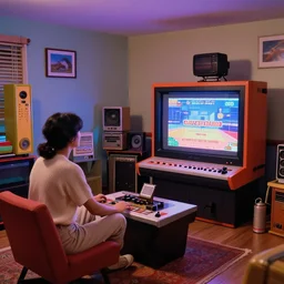 photo of a 1 9 8 0 s video game room
