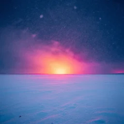 snowstorm landscape, horizon, cinematic lighting, synthwave, colorful,
