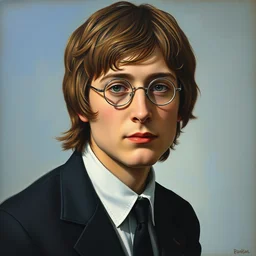 painting of a young john lennon by rene magritte, hd, 4 k, detailed, award winning