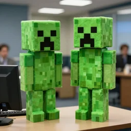 an episode of the office, minecraft creeper is shown