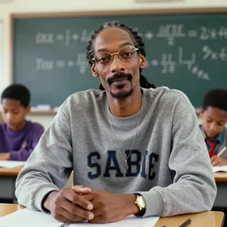 1990s Hi-8 footage of Snoop Dogg in Math Class, candid portrait photograph, 40mm