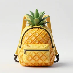a backpack in pinapple fruit shape, digital art, artgem, octane render, artstation, hasselblad photo, 4 k resolution, fashion design, product photo, full object