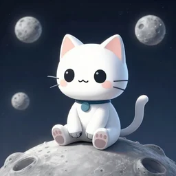 cute little robotcat sitting on the moon, fantasy, concept art, artstation, tyler edlin, feng zhu, claire hummel, thomas karpi