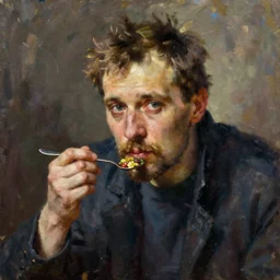 portrait of a man eating by kostya lupanov oil painting