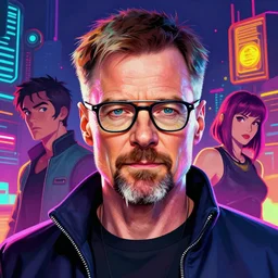 high quality illustration, walter white realistic portrait, cyberpunk colors, riot game, alexandre bourlet, vaporwave, retro, neotrad, lois van baarle, moebius, league of legend, digital painting, james jean