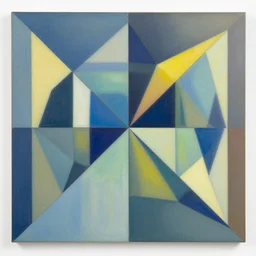 geometric by shusei nagaoka, david rudnick, airbrush on canvas, pastell colours, cell shaded, mirrored