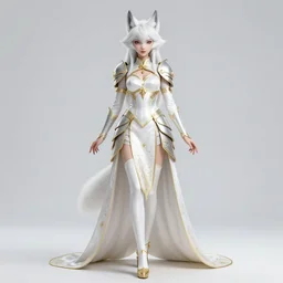 commissioned full body portrait of a female anthro wolf princess fursona with white hair wearing a white and gold Chinese armored dress in a white and gold palace on a starry night with a large crescent moon, by a professional manga illustrator, Stanley Artgerm Lau, WLOP, Rossdraws, James Jean, Andrei Riabovitchev, Marc Simonetti, and Sakimichan, trending on artstation