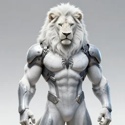 aesthetic portrait commission of a  of a male fully furry muscular anthro albino lion wearing an attractive sci-fi cybperpunk Spiderman suit with a tail and a beautiful attractive hyperdetailed face at golden hour. Character design by charlie bowater, ross tran, artgerm, and makoto shinkai, detailed, inked, western comic book art, 2021 award winning film poster painting