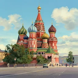moscow street view panoramic painting animation background art by ghibli