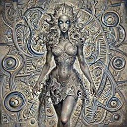 mad necromancer seductive girl concept art, short dress, glowing eyes, symmetrical, rule of three, detailed body, full body, detailed face, ultradetailed digital illustration, 8 k, epic atmosphere, digital art by simon cowell