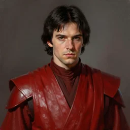 portrait of a man by greg rutkowski, jedi emperor roan fel, short black hair, star wars expanded universe, he is about 5 0 years old, elegant, prideful, wearing red jedi armor, highly detailed portrait, digital painting, artstation, concept art, smooth, sharp foccus ilustration, artstation hq