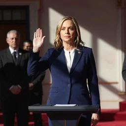 amy poehler taking the oath of office at inauguration
