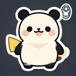cute miss mascot pandarbare pandarbare pangoro pokemon sticker art, cronobreaker, beeple game icon