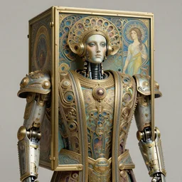 retro boxy robot, detailed realistic surreal groovypunk robot in full regal attire. face portrait. art nouveau, symbolist, visionary, baroque, giant fractal details. horizontal symmetry by zdzisław beksinski, iris van herpen, raymond swanland and alphonse mucha. highly detailed, hyper - real, beautiful