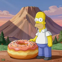homer simpson drooling at the sight of a donut mountain