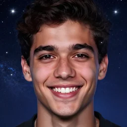 close up of smiling gigachad face in the stars, beautiful, cosmos, digital artwork by greg rutowski, 8 k, masterpiece