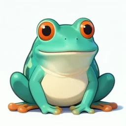 photo { teal frog } with { orange eyes }