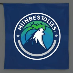 flag of the minnesota timberwolves, midnight blue, aurora green, lake blue, moonlight grey, r / vexilology, trending on artstation