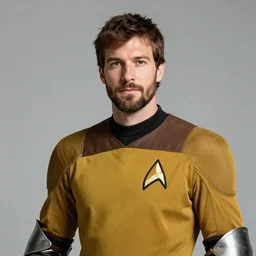portrait of a knight of the round table in starfleet uniform, starfleet insigna