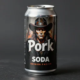 a delicious can of Pork Soda, heavy metal art by Frank Frazetta, directed by David Lynch