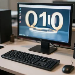 photo of a computer on a desk ( 2 0 1 0 ). realistic, highly - detailed, award - winning, sharp focus