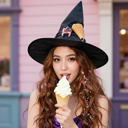 ice cream witch, waffle cone hat, sprinkles in her hair