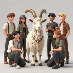A group of millennial hipsters surrounding and worshipping a satanic goat-person, in the style of Corporate Memphis, Alegria style, Big Tech corporate art design, simple gradients, simple, minimalist