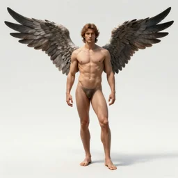 full body shot of a male god with wings on his shoulder, digital art by raymond swanland and peter mohrbacher, 8 k,