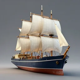 a small ship, realistic, photo studio, HDR, 8k, trending on artstation
