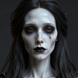 cinestill - 5 0 d - candid photographic close - up - portrait, goddess of death, by anne stokes, photorealism, uhd - resolution, rendered in blender, cgi, hyperdetailed