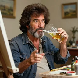 Bob Ross is drunk, hyperdetailed, artstation, cgsociety, 8k