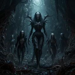 photorealistic abyssal depth of darkness that holds evil souls inspired by Tim Burton and Giger, octane render, unreal engine 4k, detailed
