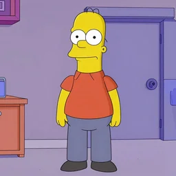 Moe Szyslak simpsons with uniform, red sweater and gray pants
