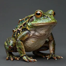 evil frog like fantasy character portrait, ultra realistic, cyborg, wide angle, intricate details, the fifth element artifacts, highly detailed by peter mohrbacher, hajime sorayama, wayne barlowe, boris vallejo, aaron horkey, gaston bussiere, craig mullins