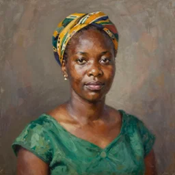 portrait of an south african woman ( 3 5 ) from south africa in 2 0 2 1, an oil painting by ross tran and thomas kincade