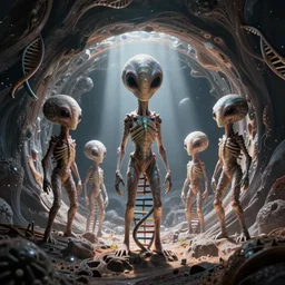 biologically feasible alien species that do not use dna to carry hereditary information, traveling through an interdimensional portal