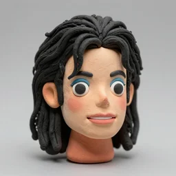 michael jackson!!! clay! close detailed sculpted face shot head of michael jackson , style: claymation puppet kids clay , by guldies