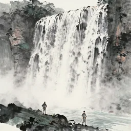 huge waterfall, chinese ink brush, yukio - e, kilian eng, victo ngai, josan gonzalez