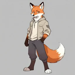 expressive stylized master furry artist digital line art painting full body portrait character study of the anthro male anthropomorphic fox fursona animal person wearing clothes by master furry artist blotch
