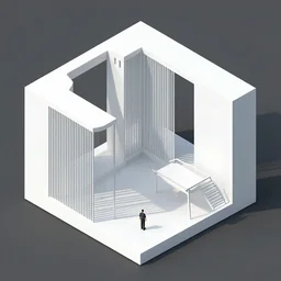 Latency in a liminal space by architectural design, 3D isometric model, trending on artstation